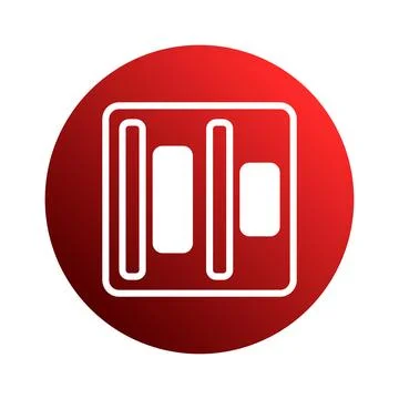 Elegant red button with a geometric white symbol evoking technology and mod.. Stock Illustration