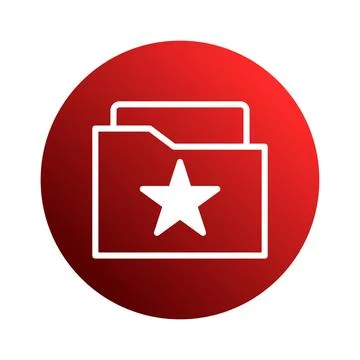 Elegant red circle icon featuring a white outlined folder with a prominent .. Stock Illustration