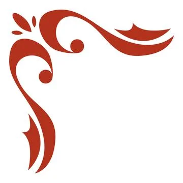 Elegant red corner flourish creating classic design element Stock Illustration