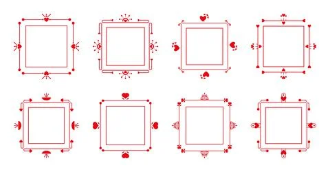 Elegant red frame romantic border text vector set Stock Illustration
