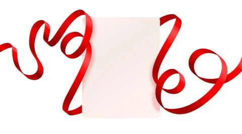 Elegant Red Ribbon Frame with Blank White Card. Stock Illustration