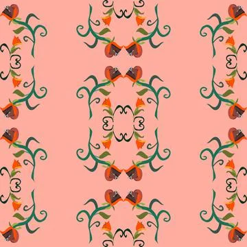 Elegant Red Roses Vector Seamless Pattern On pink Stock Illustration