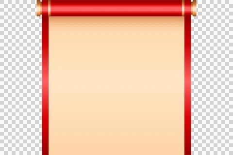 Elegant red scroll with blank parchment background Stock Illustration