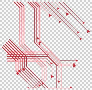 Elegant red technology circuit pattern transparent PNG design element Stock Photos