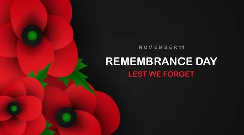 Elegant Remembrance Day Layout with Large Red Poppies Illustrazione stock