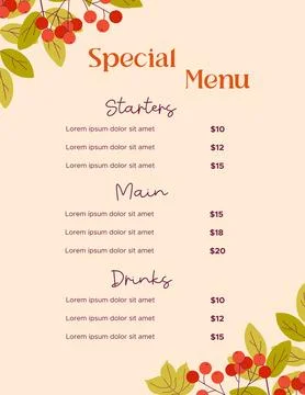 Elegant restaurant special menu template Illustrazione stock