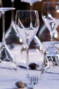 Elegant restaurant table setting Stock Photos