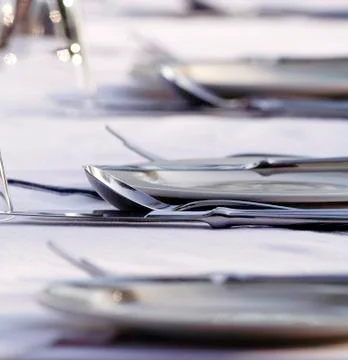 Elegant restaurant table setting Stock Photos