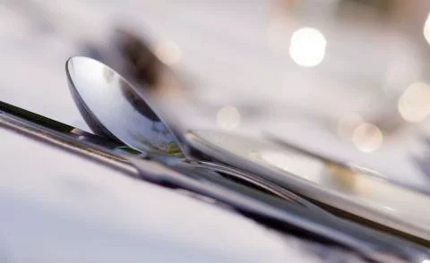 Elegant restaurant table setting Stock Photos