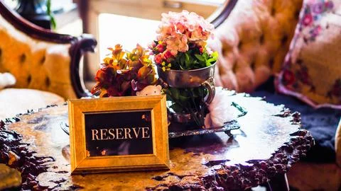 Elegant Restaurant Table Setting Service for Reception with Reserved Card ... Stock Photos