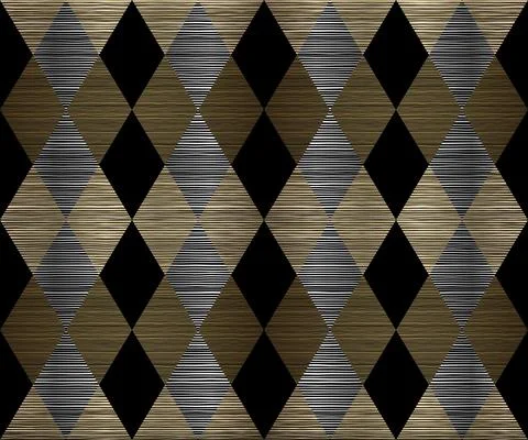 Elegant Rhombus Geometric Seamless Pattern in Gold Metal Color Stock Illustration