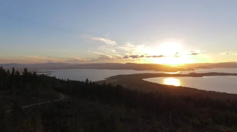 Elegant Right Hold Panoramic Of A Sunset Over Flathead Lake Stock Footage 65513490