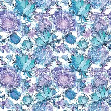 Elegant Romantic Vector Floral Pattern Stock Illustration