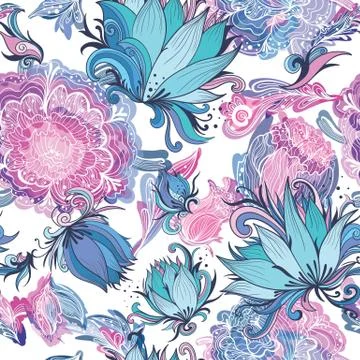 Elegant Romantic Vector Floral Pattern Stock Illustration