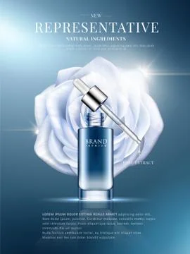Elegant rose extract ads Stock Illustration
