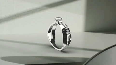 Elegant Rotating Diamond Ring Stock Footage 221416131