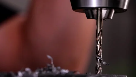 Elegant rotation of the drill bit secured in the drilling machine Stock Footage 305170956
