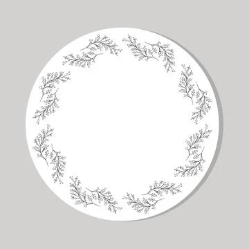 Elegant round frame made of delicate branches and leaves perfect for weddin.. Stock Illustration
