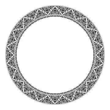 Elegant round frame with oriental patterns. Black and white circular ornament  Illustrazione stock