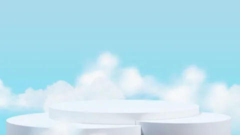 Elegant round platform with clouds backdrop Stock Footage 297555819