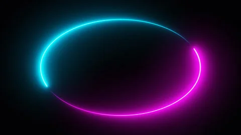 Elegant rounded border with classic neon lights flickering on black background Stock Footage 275933944