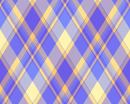 Elegant seamless argyle pattern featuring vibrant blue and sunny yellow diamo Illustrazione stock