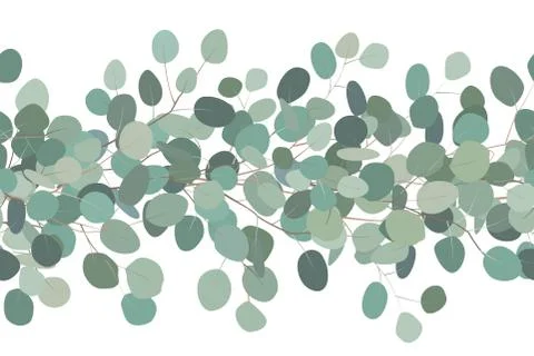 Elegant seamless border of a eucalyptus branches. Floral frame. Vector hand Illustrazione stock