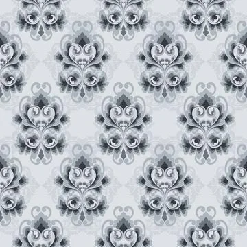 Elegant seamless damask pattern featuring intricate floral and leaf Stock Illustration