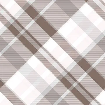 Elegant seamless diagonal plaid pattern in classic brown, white, and grey ton Stock Illustration