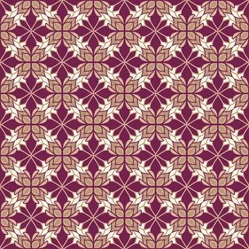 Elegant Seamless Floral Geometric Pattern in Maroon and Beige Stock Illustration