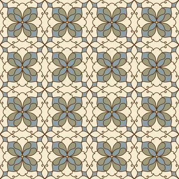 Elegant Seamless Floral Geometric Pattern in Pastel Tones Stock Illustration
