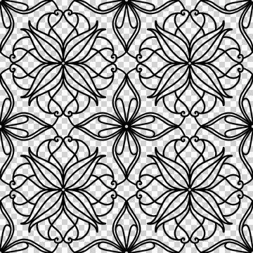 Elegant Seamless Floral Geometric Pattern Line Art Stock Illustration
