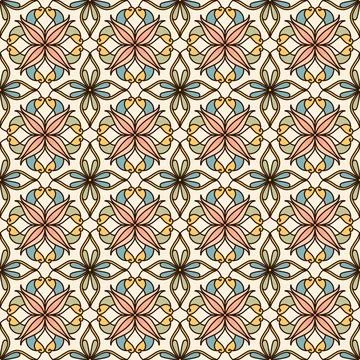Elegant Seamless Floral Geometric Pattern in Pastel Tones Stock Illustration
