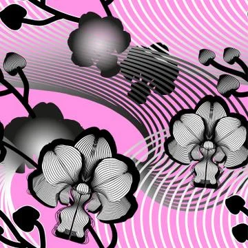Elegant seamless floral pattern with orchids Stock Illustration