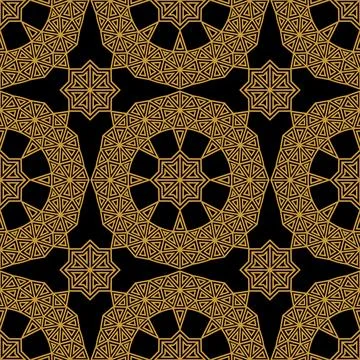 Elegant seamless geometric pattern in arabic style background with flowers and Stock Illustration