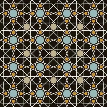 Elegant seamless geometric pattern in arabic style background with flowers and Stock Illustration