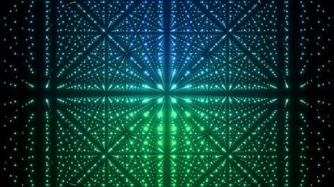 Elegant seamless loop animation of moving slowly through dense matrix of blue Stock-Footage 343432196