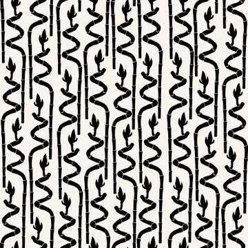 Elegant seamless pattern with abstract bamboo plants for your design Stock Illustration