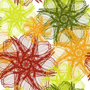 Elegant seamless pattern with abstract decorative flowers, design element Stock Illustration