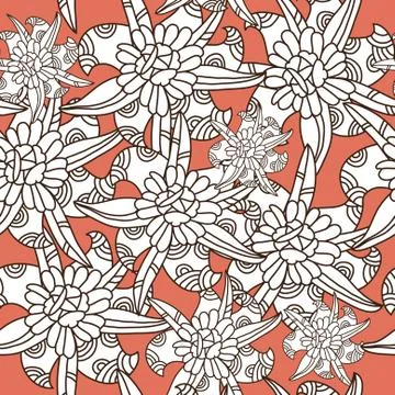 Elegant seamless pattern with abstract flowers for your design Stock Illustration