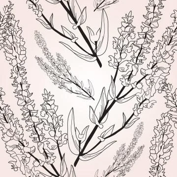 Elegant seamless pattern with abstract flowers for your design Stock Illustration