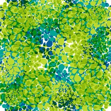 Elegant seamless pattern with abstract green and blue flowers, design element Stock Illustration