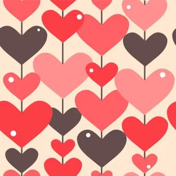 Elegant seamless pattern with abstract hearts for your design Stock Illustration