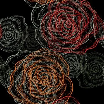 Elegant seamless pattern with abstract roses for your design Stock Illustration