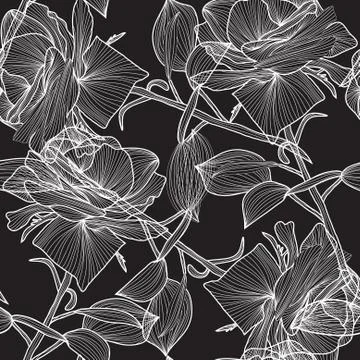 Elegant seamless pattern with abstract roses for your design Stock Illustration