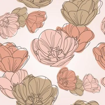 Elegant seamless pattern with abstract tulip flowers for your design Illustrazione stock