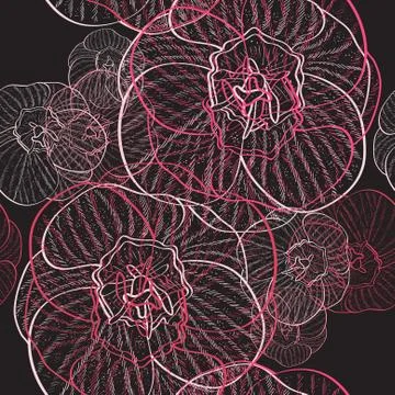 Elegant seamless pattern with abstract tulips for your design Stock Illustration