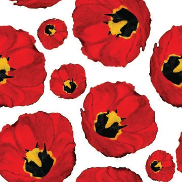 Elegant seamless pattern with beautiful red tulip flowers, design element Stock Illustration