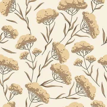 Elegant seamless pattern with beige flowers Illustrazione stock