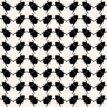 Elegant seamless pattern with black bugs for your design Illustrazione stock